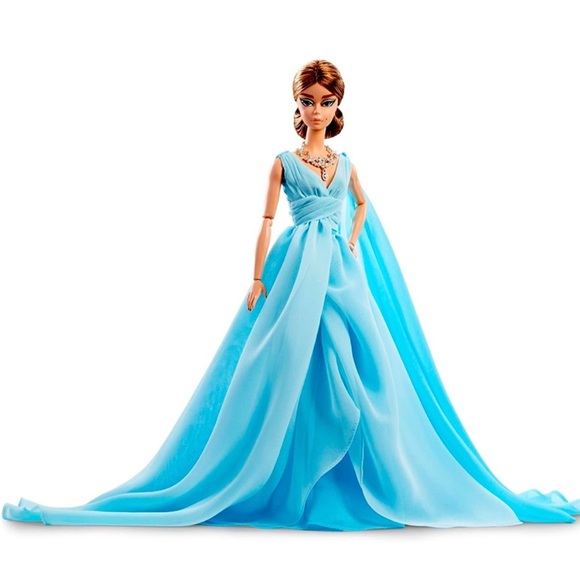 Barbie Other - 2016 BFMC Silkstone Barbie Blue Chiffon Ball Gown Fashion Model Gold Label NIB